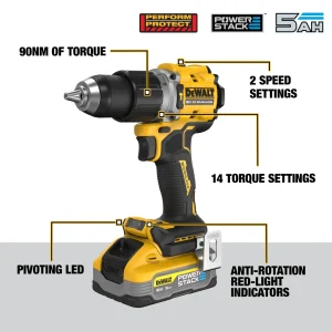 18V XR® Brushless Hammer Drill Driver - 2 X 5Ah POWERSTACK™ Battery - Image 8